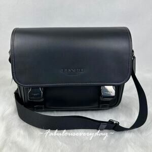 Coach Men Racer Messenger Bag Crossbody In Leather/Qb/Black CU110 NWT